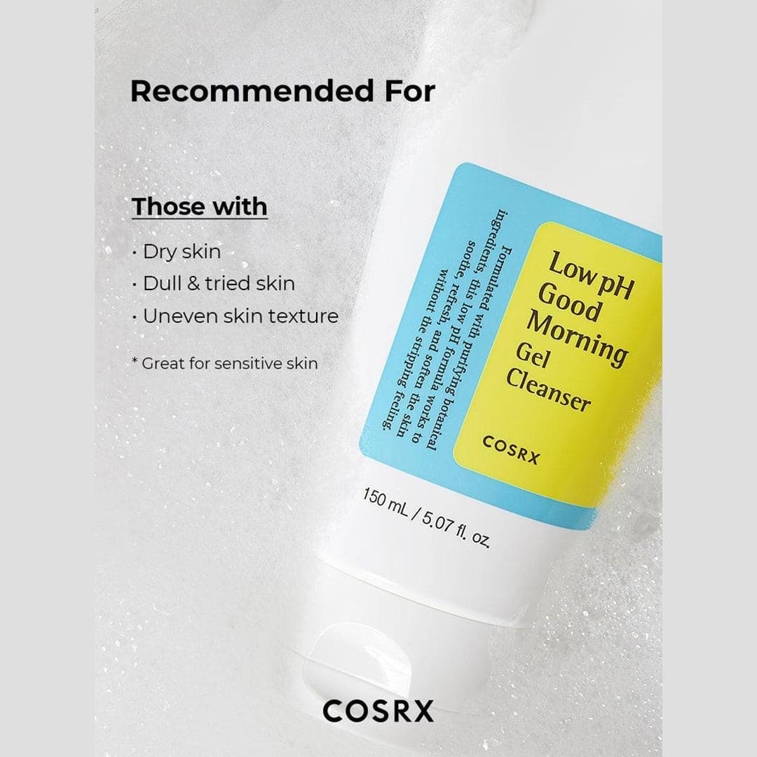 COSRX Low pH Good Morning Gel Cleanser - 150ml: Gentle, Hydrating pH-Balanced Facial Cleanser for All Skin Types